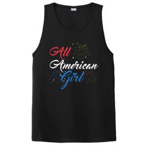 All American Girl Women American Flag 4th Of July Fireworks PosiCharge Competitor Tank