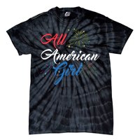 All American Girl Women American Flag 4th Of July Fireworks Tie-Dye T-Shirt