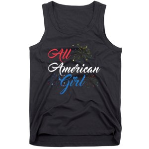 All American Girl Women American Flag 4th Of July Fireworks Tank Top