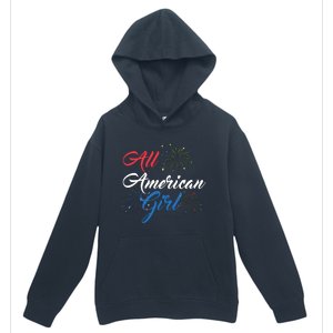 All American Girl Women American Flag 4th Of July Fireworks Urban Pullover Hoodie