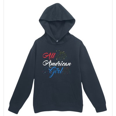 All American Girl Women American Flag 4th Of July Fireworks Urban Pullover Hoodie