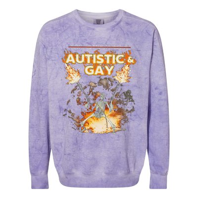 Autistic And Gay Skeleton Colorblast Crewneck Sweatshirt