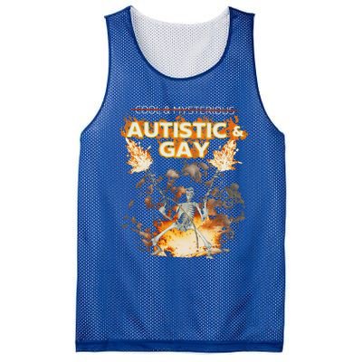 Autistic And Gay Skeleton Mesh Reversible Basketball Jersey Tank