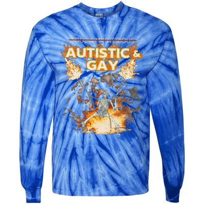 Autistic And Gay Skeleton Tie-Dye Long Sleeve Shirt