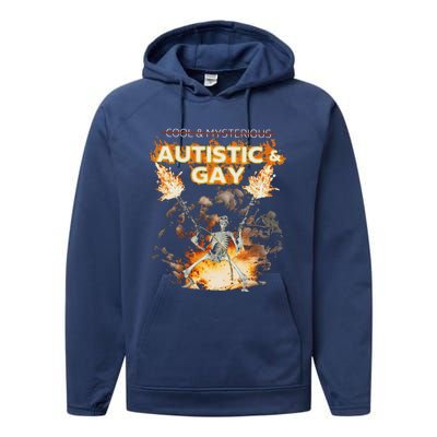 Autistic And Gay Skeleton Performance Fleece Hoodie