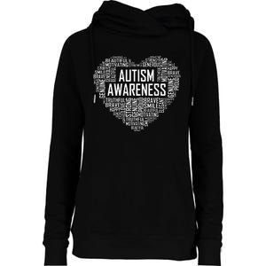 Autism Awareness Gift Heart Proud Support Month Gift Womens Funnel Neck Pullover Hood