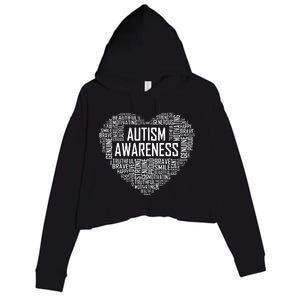 Autism Awareness Gift Heart Proud Support Month Gift Crop Fleece Hoodie