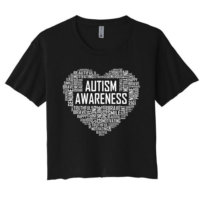 Autism Awareness Gift Heart Proud Support Month Gift Women's Crop Top Tee