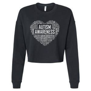 Autism Awareness Gift Heart Proud Support Month Gift Cropped Pullover Crew