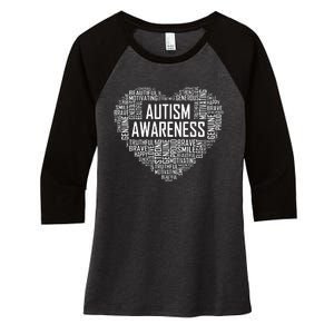 Autism Awareness Gift Heart Proud Support Month Gift Women's Tri-Blend 3/4-Sleeve Raglan Shirt