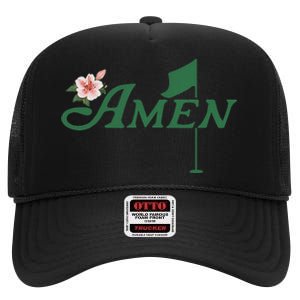 Amen Azalea Golf Masters Floral Golfing Enthusiast High Crown Mesh Back Trucker Hat