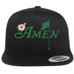 Amen Azalea Golf Masters Floral Golfing Enthusiast Flat Bill Trucker Hat