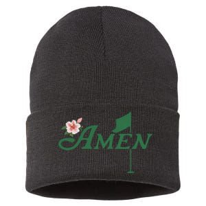 Amen Azalea Golf Masters Floral Golfing Enthusiast Sustainable Knit Beanie