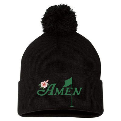 Amen Azalea Golf Masters Floral Golfing Enthusiast Pom Pom 12in Knit Beanie