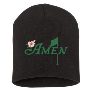 Amen Azalea Golf Masters Floral Golfing Enthusiast Short Acrylic Beanie