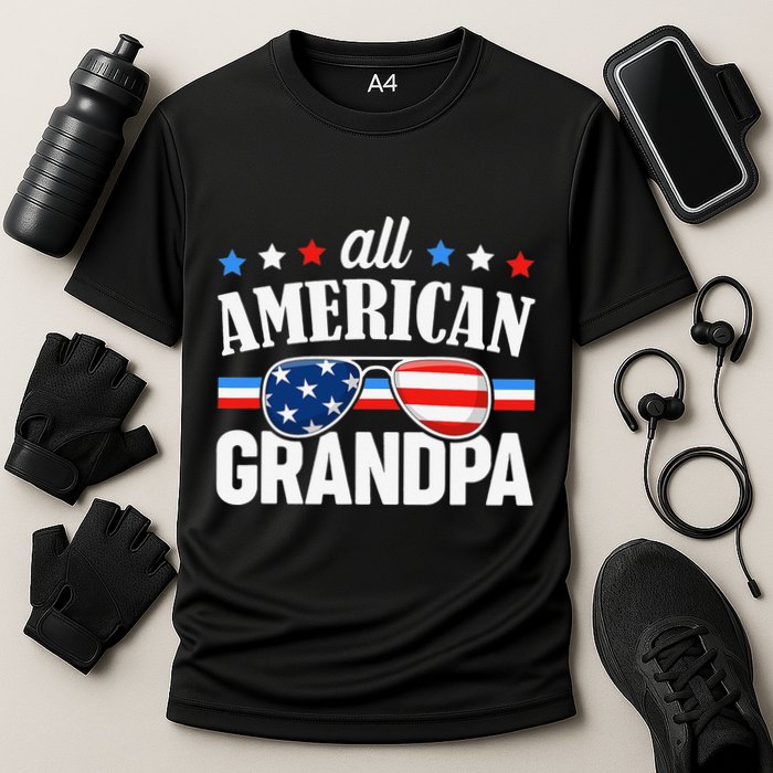 All American Grandpa 4th of July USA Family Matching Outfit Cooling Performance Crew T-Shirt