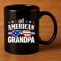 All American Grandpa 4th of July USA Family Matching Outfit 11oz C Handle Ceramic Mug