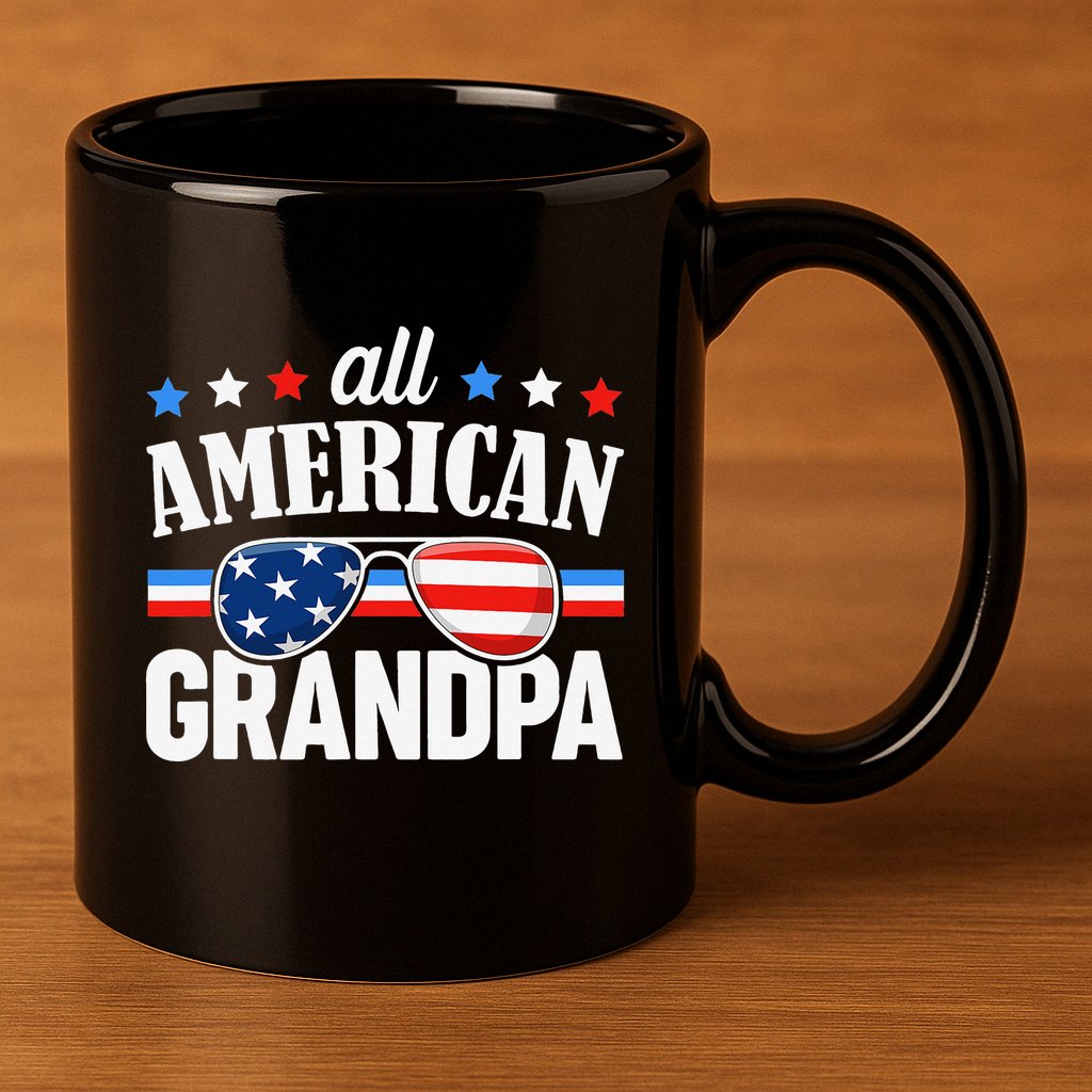 All American Grandpa 4th of July USA Family Matching Outfit 11oz C Handle Ceramic Mug