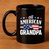 All American Grandpa 4th of July USA Family Matching Outfit 11oz C Handle Ceramic Mug