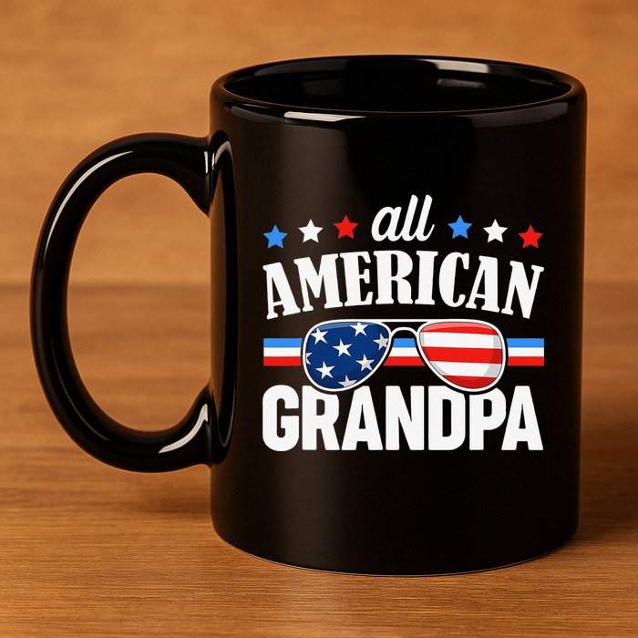 All American Grandpa 4th of July USA Family Matching Outfit 11oz C Handle Ceramic Mug