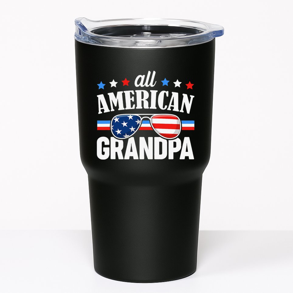 All American Grandpa 4th of July USA Family Matching Outfit Tumbler