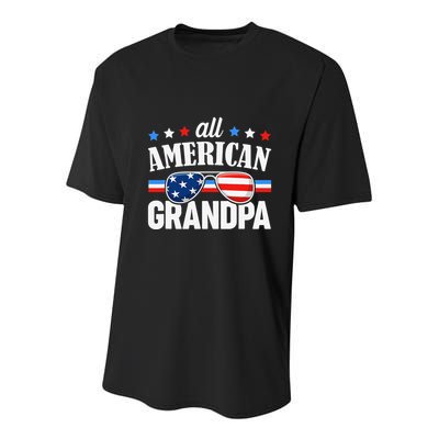 All American Grandpa 4th of July USA Family Matching Outfit Youth Performance Sprint T-Shirt