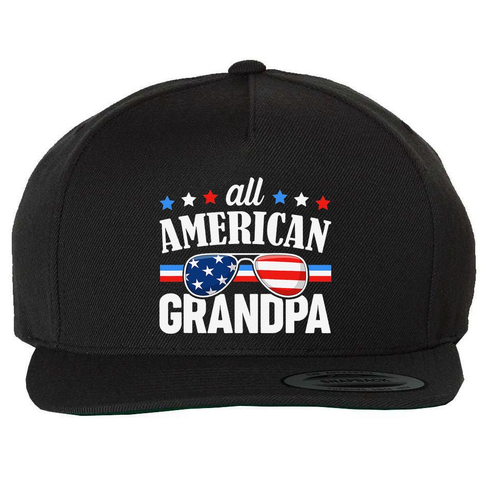 All American Grandpa 4th of July USA Family Matching Outfit Wool Snapback Cap