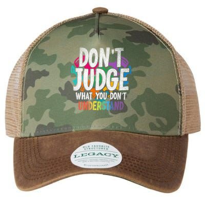 Autism Awareness Gifts Don't Judge What You Don't Understand  Legacy Tie Dye Trucker Hat