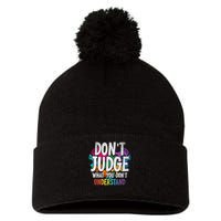 Autism Awareness Gifts Don't Judge What You Don't Understand  Pom Pom 12in Knit Beanie