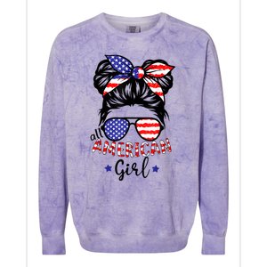 All American Girl 4th Of July Bleached Daughter USA Colorblast Crewneck Sweatshirt