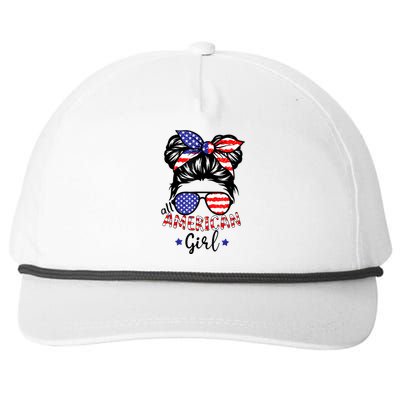 All American Girl 4th Of July Bleached Daughter USA Snapback Five-Panel Rope Hat