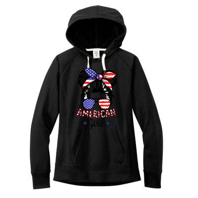 All American Girl 4th Of July Bleached Daughter USA Women's Fleece Hoodie