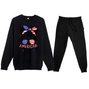 All American Girl 4th Of July Bleached Daughter USA Premium Crewneck Sweatsuit Set