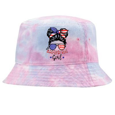 All American Girl 4th Of July Bleached Daughter USA Tie-Dyed Bucket Hat