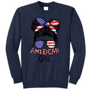 All American Girl 4th Of July Bleached Daughter USA Tall Sweatshirt