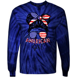 All American Girl 4th Of July Bleached Daughter USA Tie-Dye Long Sleeve Shirt