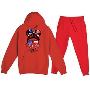 All American Girl 4th Of July Bleached Daughter USA Premium Hooded Sweatsuit Set