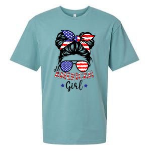 All American Girl 4th Of July Bleached Daughter USA Sueded Cloud Jersey T-Shirt