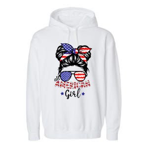 All American Girl 4th Of July Bleached Daughter USA Garment-Dyed Fleece Hoodie