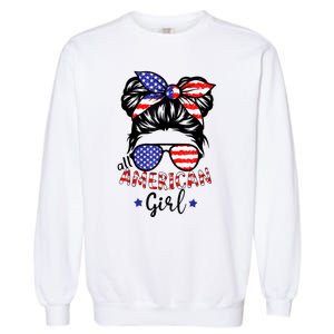 All American Girl 4th Of July Bleached Daughter USA Garment-Dyed Sweatshirt