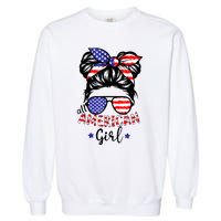 All American Girl 4th Of July Bleached Daughter USA Garment-Dyed Sweatshirt