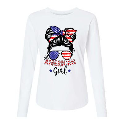 All American Girl 4th Of July Bleached Daughter USA Womens Cotton Relaxed Long Sleeve T-Shirt