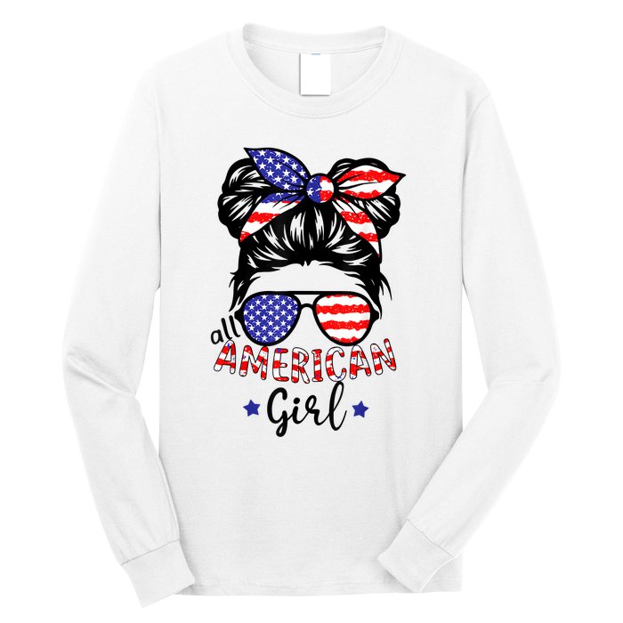 All American Girl 4th Of July Bleached Daughter USA Long Sleeve Shirt