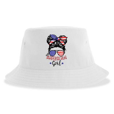 All American Girl 4th Of July Bleached Daughter USA Sustainable Bucket Hat