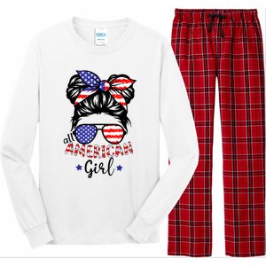 All American Girl 4th Of July Bleached Daughter USA Long Sleeve Pajama Set