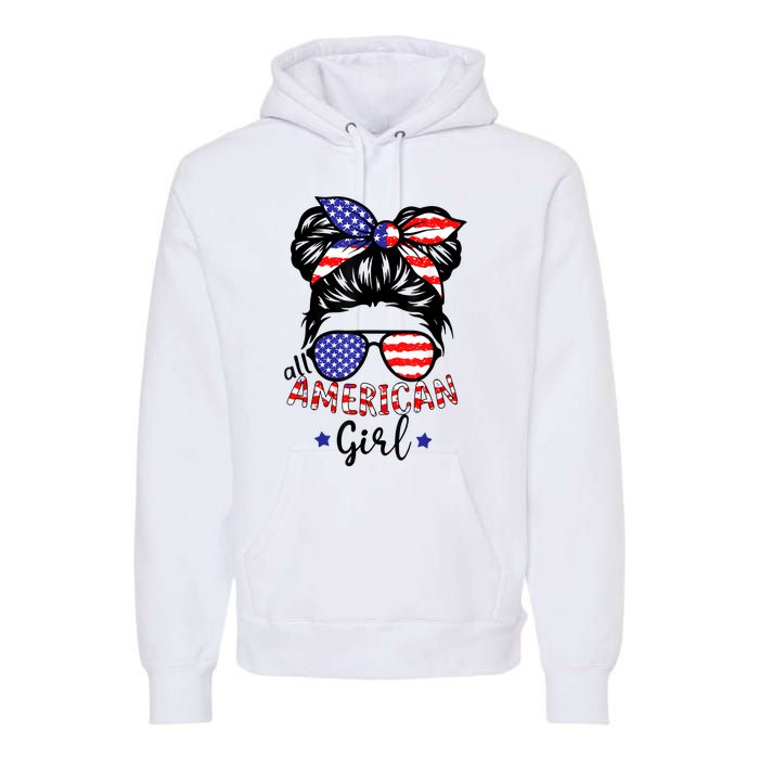 All American Girl 4th Of July Bleached Daughter USA Premium Hoodie