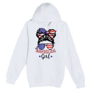 All American Girl 4th Of July Bleached Daughter USA Premium Pullover Hoodie