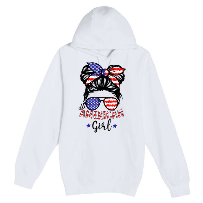 All American Girl 4th Of July Bleached Daughter USA Premium Pullover Hoodie