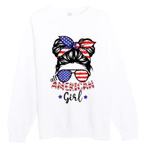 All American Girl 4th Of July Bleached Daughter USA Premium Crewneck Sweatshirt