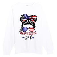 All American Girl 4th Of July Bleached Daughter USA Premium Crewneck Sweatshirt